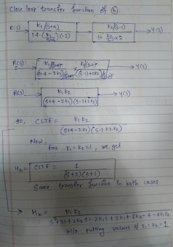 Clos lonp ranser n chior 5+4 K(-2) (S YCS) RCs) ki K2 yCS) Nou Fax we get 1 Same tansfer dunctieo in both ca.jeg