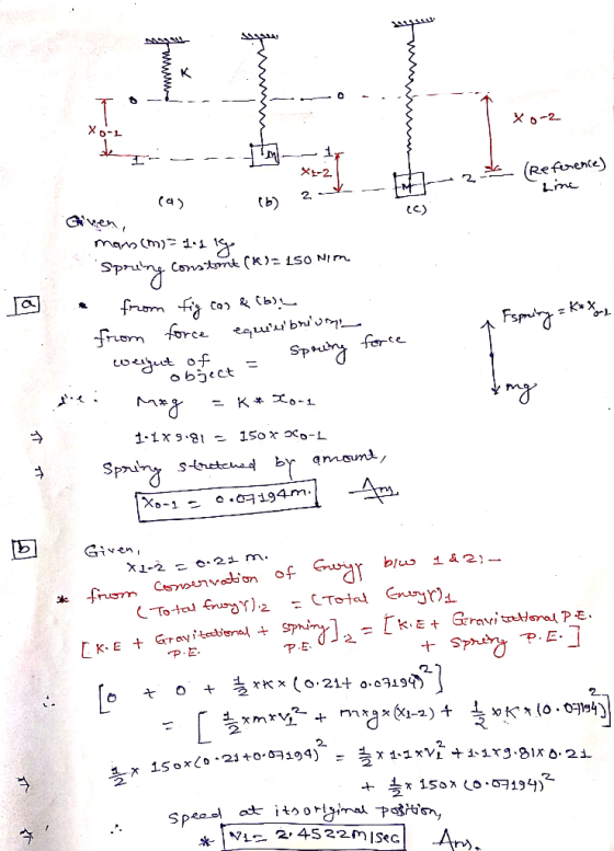 xo-2 km-- - X-2 Line 2 spre tong - 2 ha (Reference) can (4) (b) 2-3- mann (m)= 111 Spring Constant (k)= 150 Nim lal . from fi
