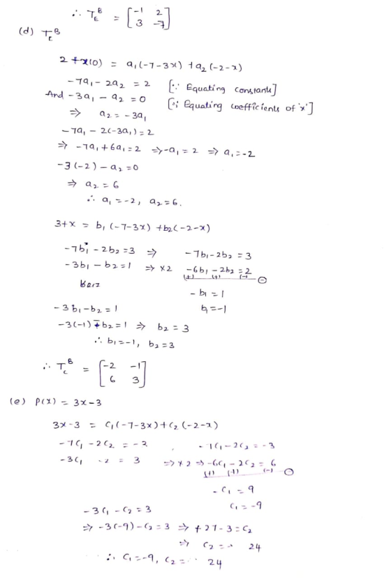 (d) TB 2+20) = 2,(-7-326) tag (-2-2) 1 - 79,- 292= 2 . Equating constants] And -3a, - a2 = 0 or Equating coefficients of x]