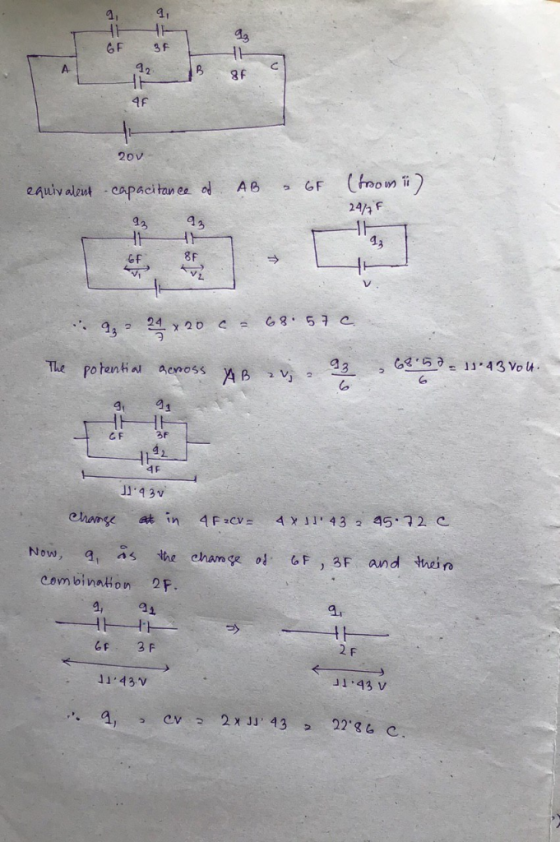 3F A. 20V (hoon ii ) 24/4F AB er equivalent-capacitan erad GF8F 1 lo 9 3F C F 户一」 4F change at in 4 F 2CV2 I 43 2, 45.72 4
