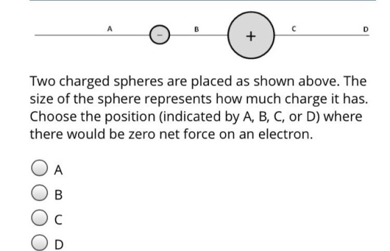Two charged spheres are placed as shown above. T