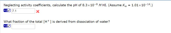 Neglecting activity coefficients, calculate the pH
