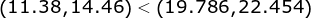 \left ( 11.38,14.46\right )< \left ( 19.786,22.454 \right )