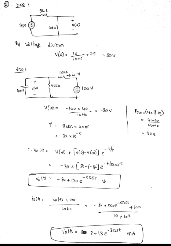 ☺ to 5k w By Voltage division V(0) = 100*75 - Sov 05 tox COKL, olt m V E -100x 40 cdou | Redz(40110) Чоно 40x60 yotlo T: 8xkn