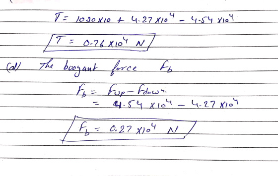 - Jobo xio + Ч. 27 хоч Ч•Ч Хоч 7 - 0-74 Хочу Q The buoyant force fo F = Fup - Fdown. 4. S 4 Хоч — Ч. 27 хоч F, 0.27 xpo” м /