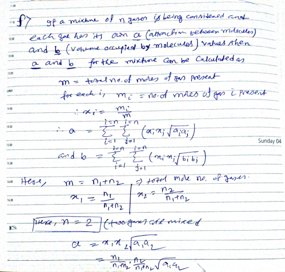 1200 27 of a mixtine of n gases is being consideald and each gar has its own a Cattraction between meecelles) and b (volume o