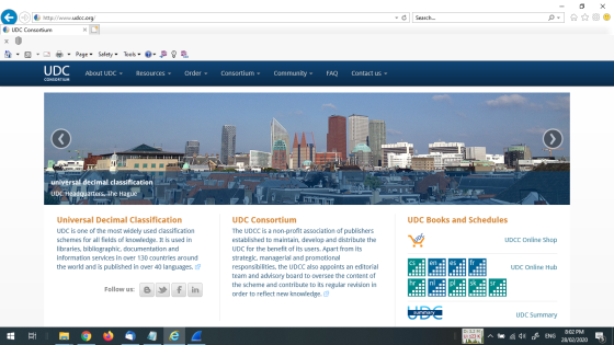 - 0 X Search... http://www.udcc.org UDC Consortium хо - - Page Safety Tools - 9 MM UDC CONSORTIUM About UDC Resources Order C