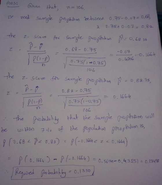 AnS hen that 1oe need -0.OZ o. iG6k 0.75( 075) /o6 , l664 P(I-p) 0.7s-0,7s l04