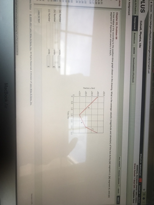 LUS Cutnell, Physics, 10e segment C? Express your answers in km/h. 400 300 200 0 05 1O 15 20 25 30