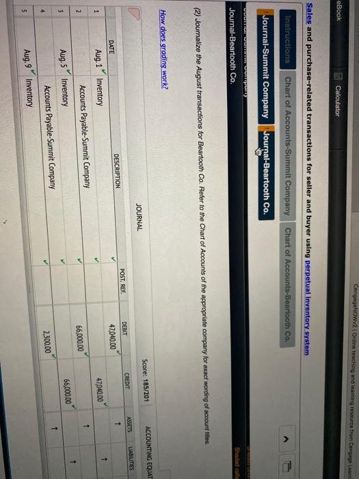CengageNOWV2 Online teaching and learning resource from Cengage Learni eBook Calculator Sales and purchase-related transactio