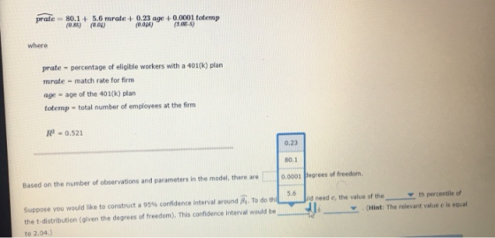 totemp (0.8s) (0.04) (0.046) (30R-S) where prate percentage of eligible workers with a 401(k) plan mrate - match rate for fir
