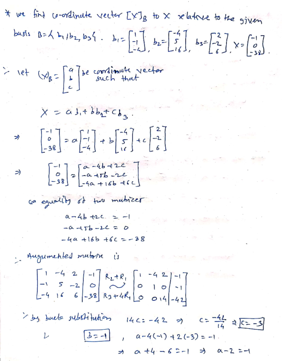 * we find co-ordinate veeter [X]B to x relative to the given busts B= -41 r27 b2=ls bra -2 L16, Lo bestod och helbs, 136. 11(