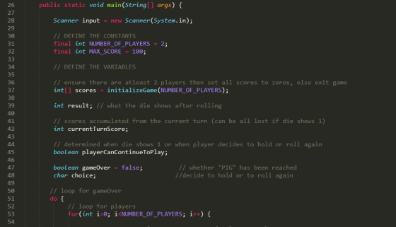 public static void main(String[] args) { Scanner input = new Scanner(System.in); // DEFINE THE CONSTANTS final int NUMBER_OF_