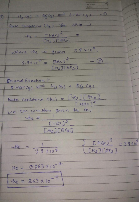 Ro e eu ivem 3.3 X 10 eand Reaction ke CHG] 4 3.3 10 -ke = 263 x10