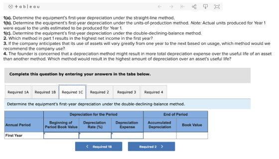tableau * » K ę po 1(a). Determine the equipments first-year depreciation under the straight-line method. 1(b). Determine th