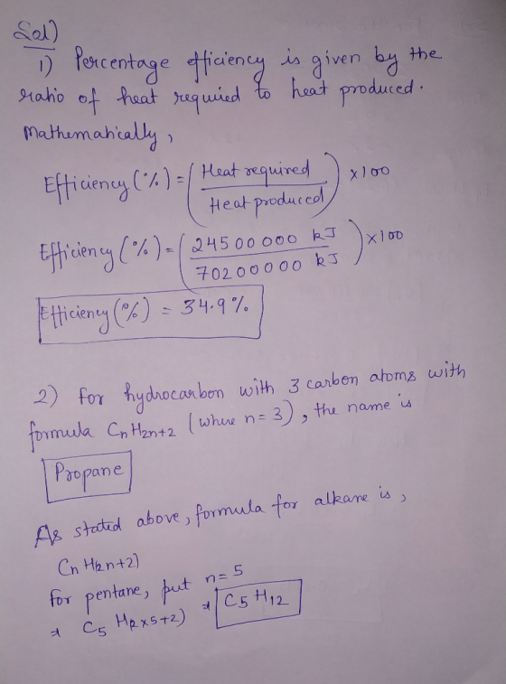 Sal) Percentage tHeny 1) Haho ot teat uquid to heat produced Pathumahcally is given by he Efficiency (A) Haat equired Heat p