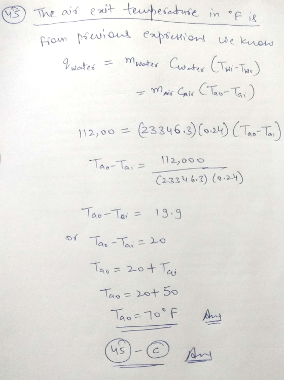 112,00 = (23346.3)(n»)(TAJ ao-Ta 112,00 (23346.3) (o.24) Too-Tai = 13-g cU