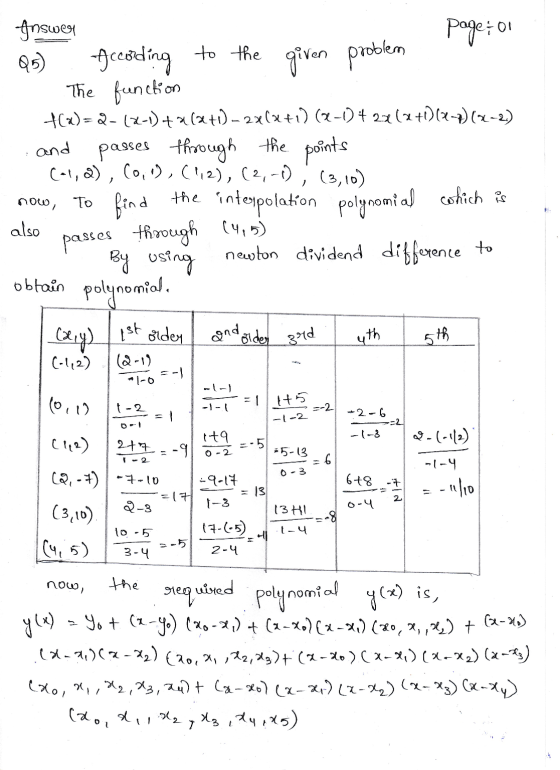 Answer page or Q5) According to the given problem The function -10-1)=2-17-142(x+1) - 2x(4+1) (-1) + (1+011)(2-2) and passes