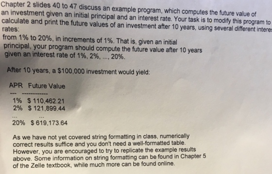 Chapter 2 slides 40 to 47 discuss an example progr