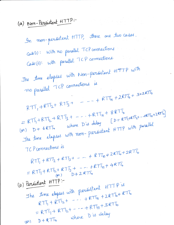 (a) Nom-Peistent HTTP In nem-perstent HTTP tee au t cased Case) with no parallel TCP comatons with Non-persistent HTTP uith l