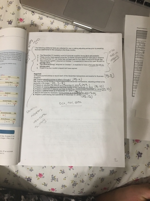 also The December of computer supplies shows The more have expec tatorsurance premum was paid in advance December Lyn n The c