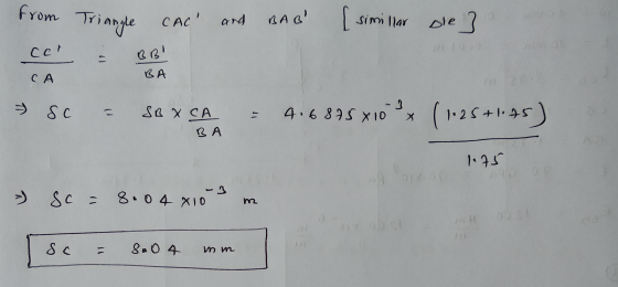 from Triangle CAC and BAG [simillar ole] cet & BB CABA sc = SOXCA = 4.6875x10x (1.25 +145) BA 1.75 - so = 8:04 x103 m Isc -
