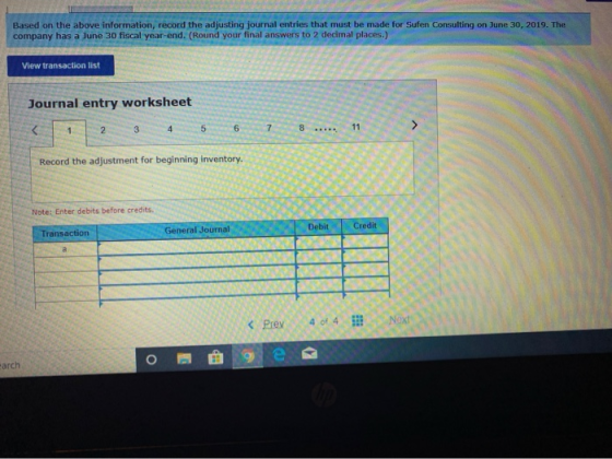 Based on the above information, record the adjusting journal entries that must be made for Sufen Consulting on June 30, 2019.