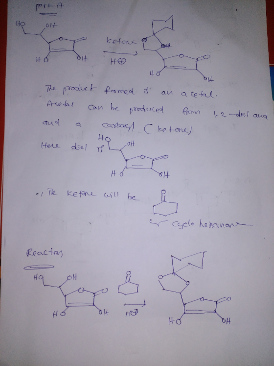 perta Hoolt a ketone & Ho dit Ho Ho de The product foomed is an acetal. Acetal can be produced from 1,2-diel and and a Carbar