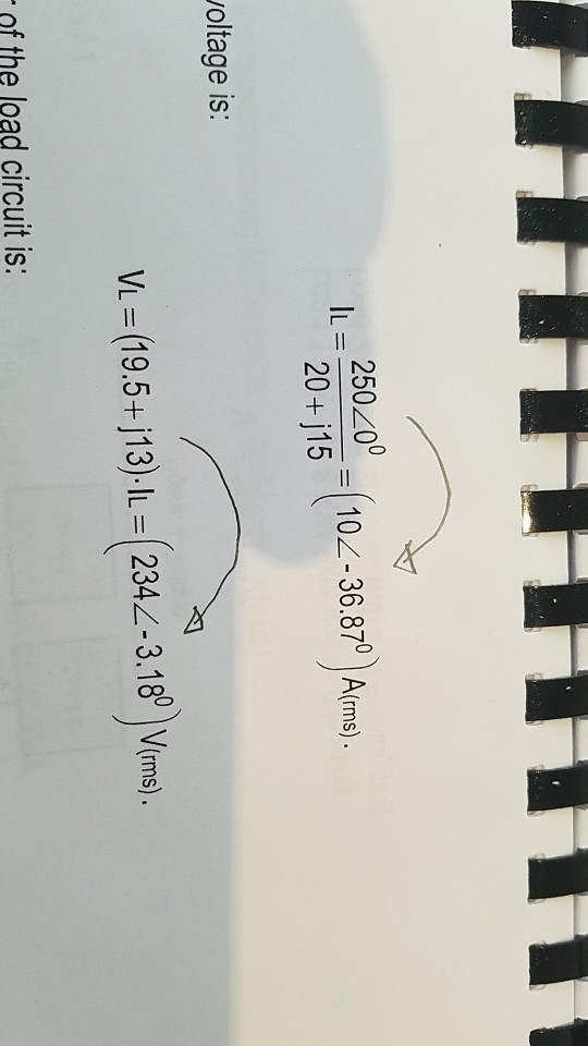 20010-36.870 A(ms) 20+ j15 oltage is VL (19.5+j13) L 2344-3.18 Vms of the load circuit is: