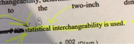 the two-inch din if to statistical interchangeability is used. 002