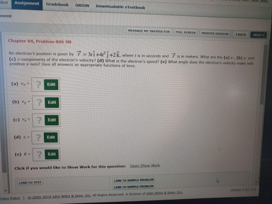 208) tice Assignment Gradebook ORION Downloadable eTextbook ment MESSAGE MY INSTRUCTOR FULL SCREEN PRINTER VERSION 4 BACK NEX
