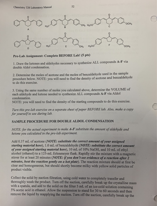 Chemistry 326 Laboratory Manual obowy zawabnya CH, HycoF OCH Pre-Lab Assignment: Complete BEFORE Lab! (5 pts) 1. Draw the ket