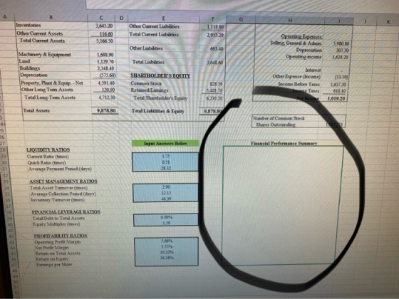 А B D H к Inventones Other Current Assets Total Current Assets с 3,645.20 116.60 5,166,50 E Other Current Liabilities Total C