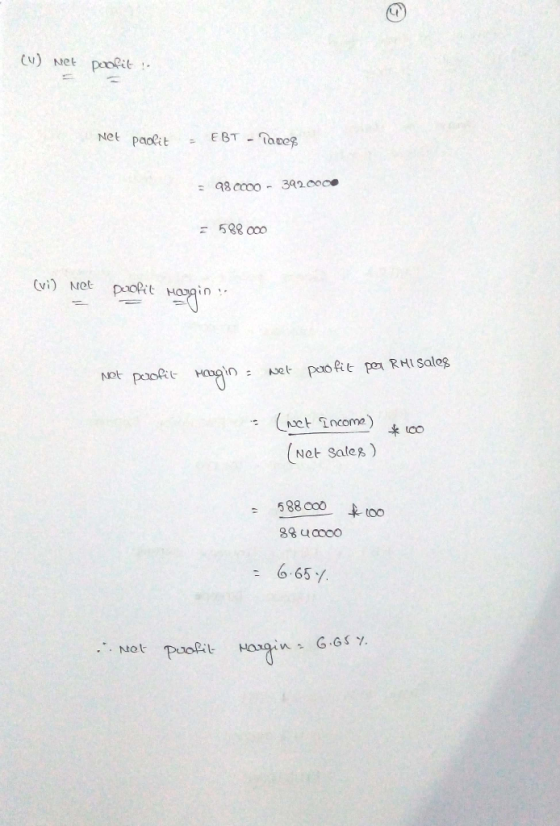 Cu) Net poRit Net paoktEBT Tae (iset income 1 (Not Salez) Not Puobiaw