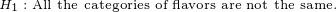 \tiny H_1:\text{All the categories of flavors are not the same.}