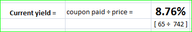 8.76% Current yield coupon paid price [65 742