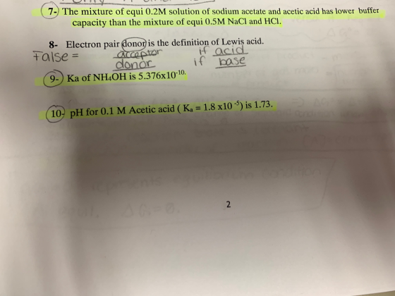 ( 7-) The mixture of equi 0.2M solution of sodium acetate and acetic acid has lower buffer capacity than the mixture of equi