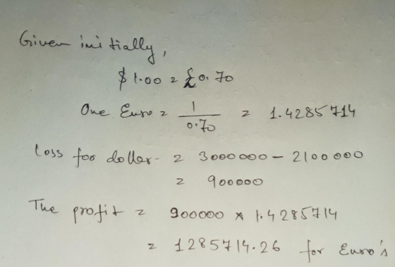 Given initially, $1.00 2£0 70 One Eusor 1 2 1.4285714 0.70 2 3 000 000 - 2100 000 2 900000 The profit a 900000 A 14285714 1 2
