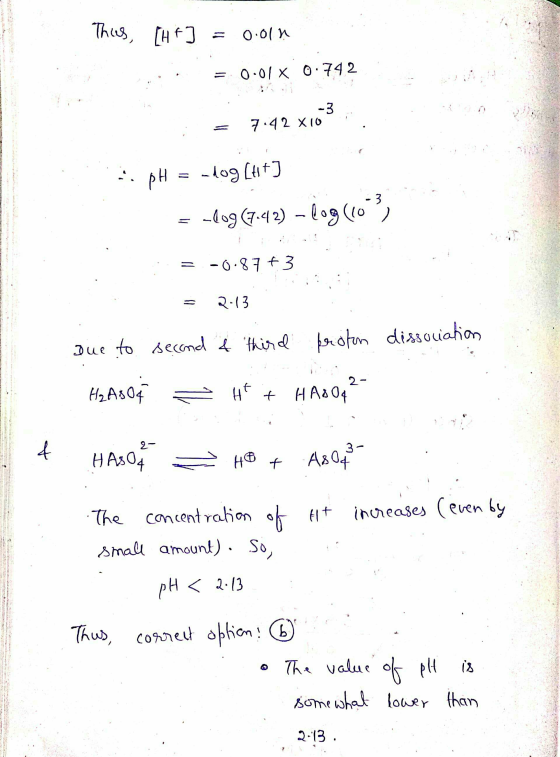 Thies, [HF] = 0.01 i = 0.01 X 0.742 i = 7.42 x103, ..pH = -log[ht] = -log(7.42) - log (10) BATT METTE A = -0.87+3 = 2.13 Que