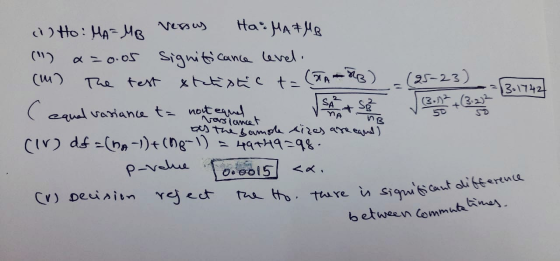 13-17424 3. d) Ho: MA-MB Versus Ha. MATMR (1) a=0.05 Signiticance level. (1) The test statistic t= (STA 23 ) = (25-23) - 13.1