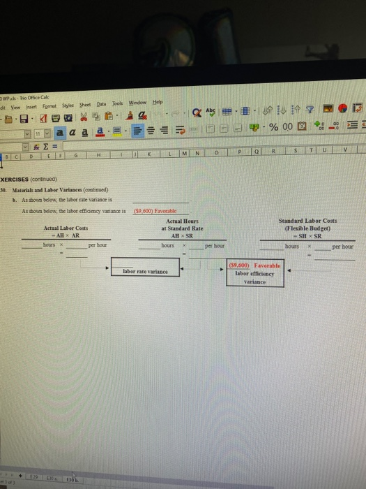 WPxk io Office Calc dt View Insert Formet Styles Sheet Dta Jools Window Help AS -% 00 a a a a - Σ Ξ D EF V T U N B C G XERCIS