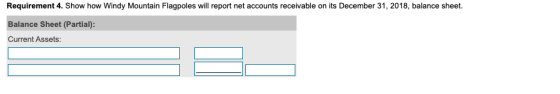 Requirement 4. Show how Windy Mountain Flagpoles will report net accounts receivable on its December 31, 2018, balance sheet.