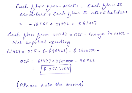 exs Lasん1)10เงิ İ.rw assol s = OCF-Change in Nt.J(. Na Ple ase Kate the answen