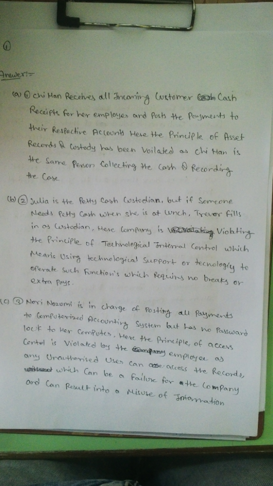 0 Answer! (a) o chi Man Recetres all Incoming Customer Goh Cash Receipts for her employes and posts the payments to their Res