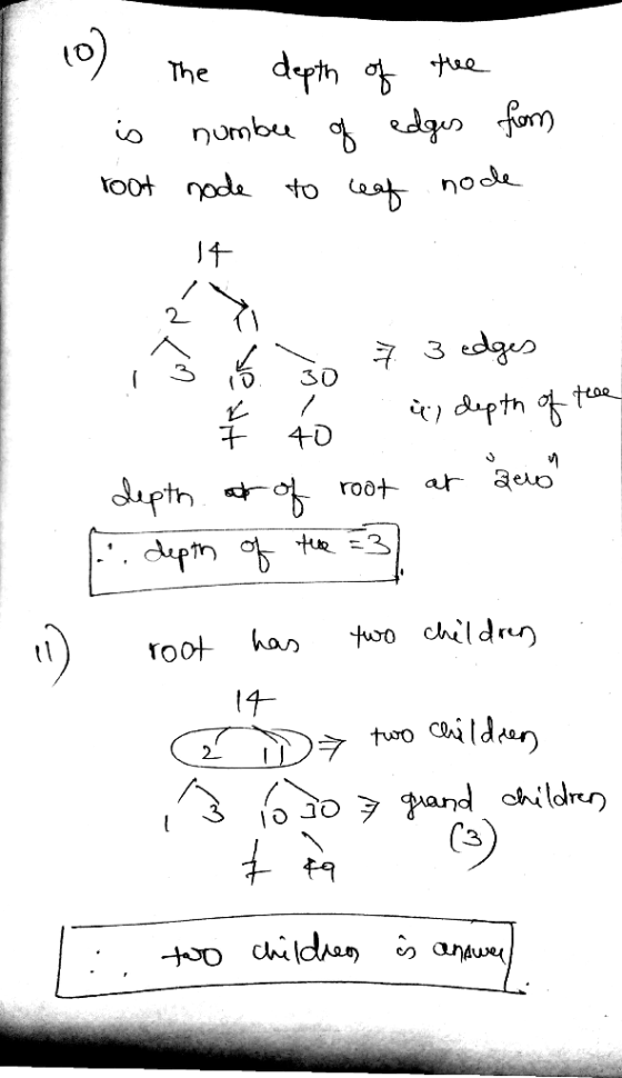 10) is root The depth of the number of edges from node to ceof node tavo i § 6 30 7 3 edges ř 40 i depth of the depth of of r