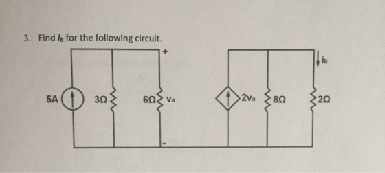 3. Find in for the following circuit. 5A 30} selv. Davos 20