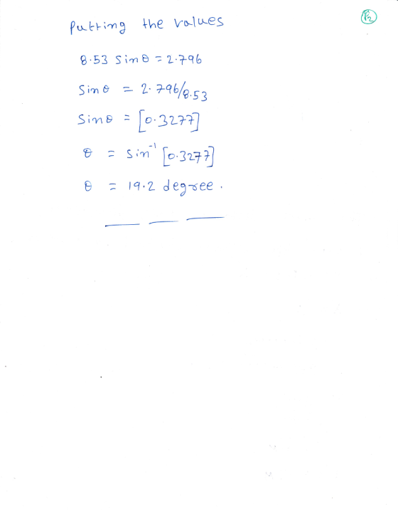 Puttimg the Volues 8.53 Sim 2796 Sime 2. 79b 8.53 3277 19.2 degree .