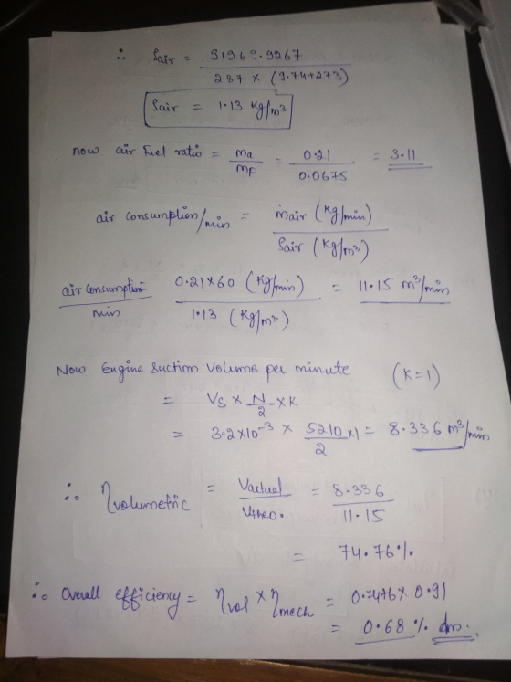 Sair 919 69.9267 28+ x (9.44+373) Sair 1.13 kg/m² now air fuel ratio ma 0:3) = 3.11 MF 0.0675 air consumption / min mair (kg/