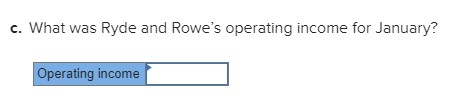 c. What was Ryde and Rowes operating income for January? Operating income