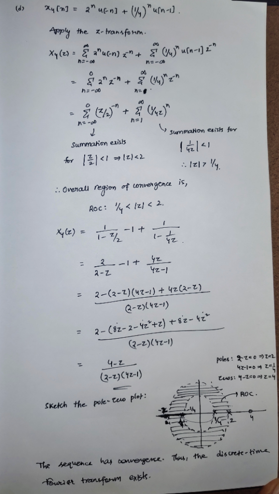 ay (m3 = 2ucn] + (%) urn-1). Apply the Z-transform. Xyles @ ucn) z* + s .ufn1] hood na-a n=-00 na 20 h ) no - summation